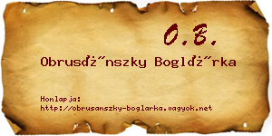Obrusánszky Boglárka névjegykártya